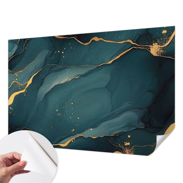 Peel and stick wall mural for living room featuring a dark blue abstract design