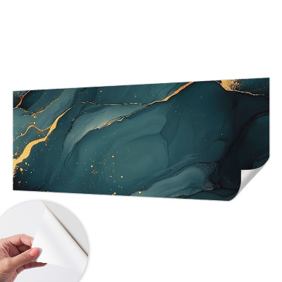 Peel and stick wall mural for living room featuring a dark blue abstract design