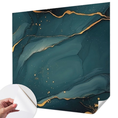 Peel and stick wall mural for living room featuring a dark blue abstract design