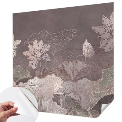Peel and stick wall mural with a peaceful botanical design suitable for bedroom use