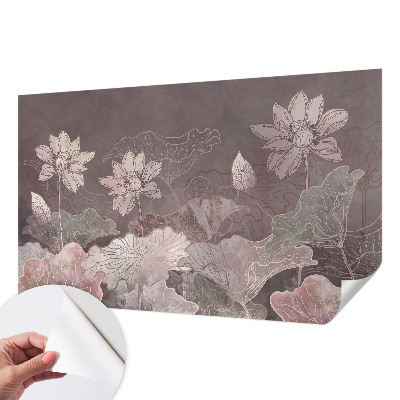 Peel and stick wall mural with a peaceful botanical design suitable for bedroom use