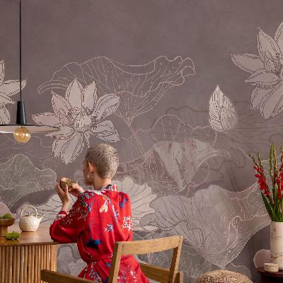 Peel and stick wall mural with a peaceful botanical design suitable for bedroom use