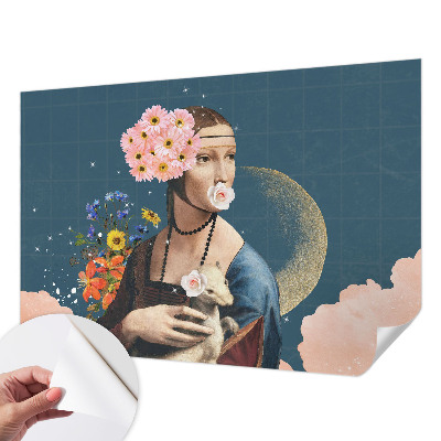 Peel and stick wall mural for kids' room with a floral design offering elegant décor