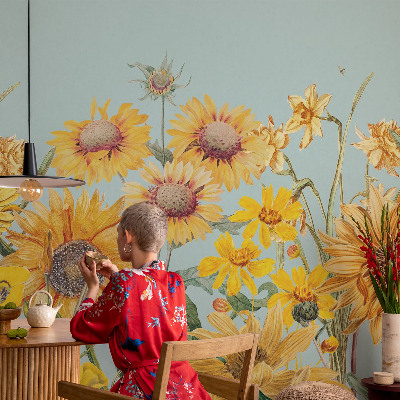 3D photo wallpaper mural with a summer garden motif