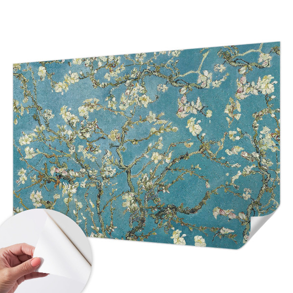 Nursery wall mural with flowering branches motif