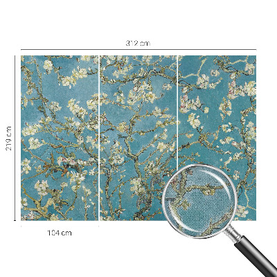 Nursery wall mural with flowering branches motif