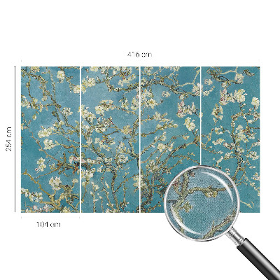Nursery wall mural with flowering branches motif