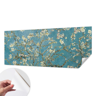Nursery wall mural with flowering branches motif