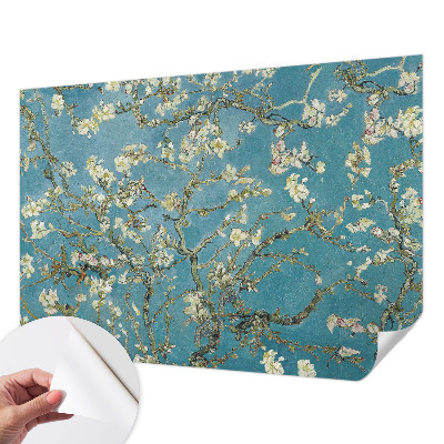 Nursery wall mural with flowering branches motif