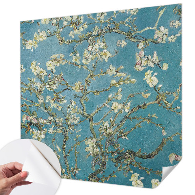 Nursery wall mural with flowering branches motif