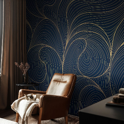 Peel and stick wall mural with a wavy motif
