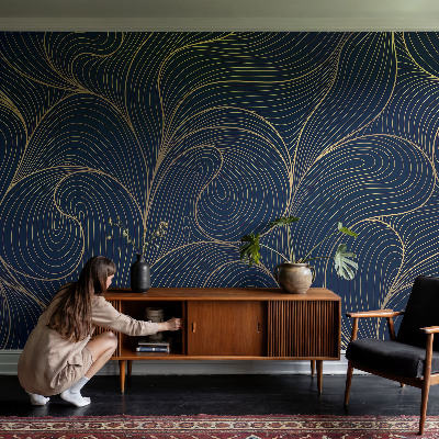 Peel and stick wall mural with a wavy motif