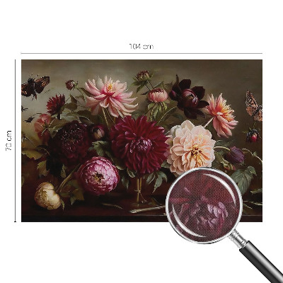 Self-adhesive wall mural with a floral majesty design