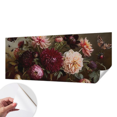 Self-adhesive wall mural with a floral majesty design