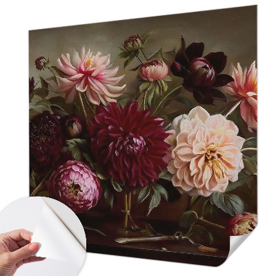 Self-adhesive wall mural with a floral majesty design