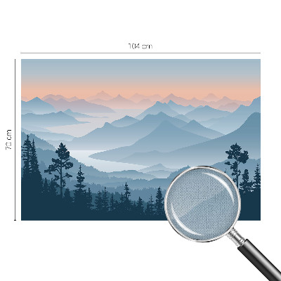 Peel and stick wallpaper mural with a mountain panorama design