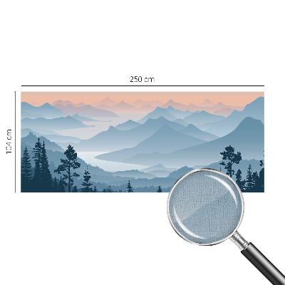 Peel and stick wallpaper mural with a mountain panorama design