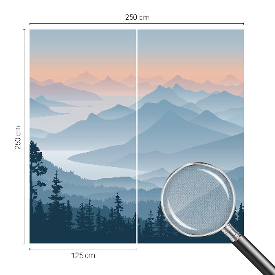 Peel and stick wallpaper mural with a mountain panorama design