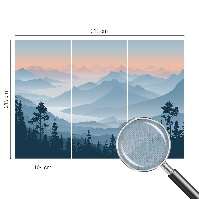 Peel and stick wallpaper mural with a mountain panorama design