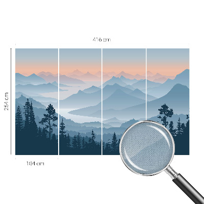 Peel and stick wallpaper mural with a mountain panorama design