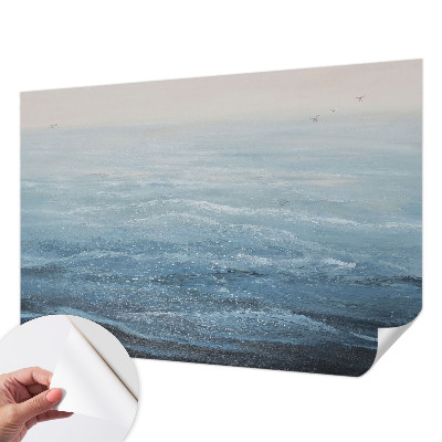 Stick-on wall mural with a calm sea motif