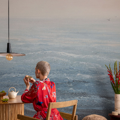 Stick-on wall mural with a calm sea motif