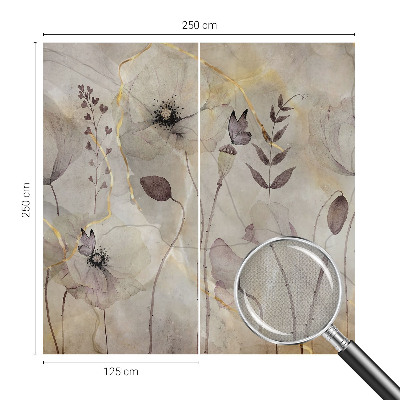 Removable wall mural wallpaper with a delicate floral design