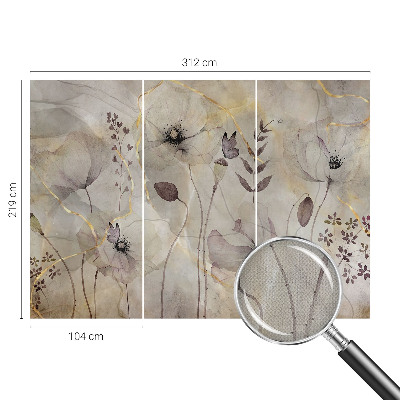 Removable wall mural wallpaper with a delicate floral design