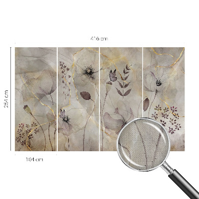 Removable wall mural wallpaper with a delicate floral design
