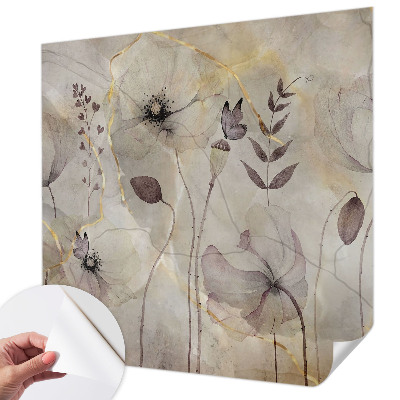 Removable wall mural wallpaper with a delicate floral design