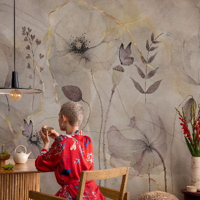 Removable wall mural wallpaper Delicate flowers