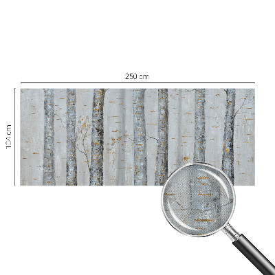 Peel and stick wall mural for living room with a birch tree design