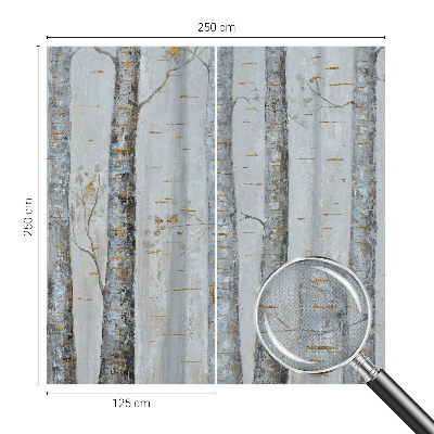 Peel and stick wall mural for living room with a birch tree design