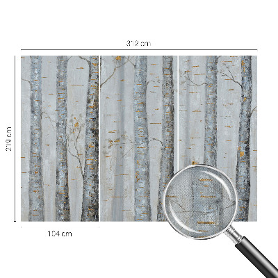 Peel and stick wall mural for living room with a birch tree design