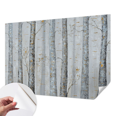 Peel and stick wall mural for living room Birch trees