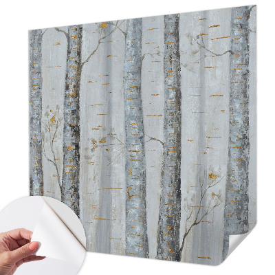 Peel and stick wall mural for living room Birch trees