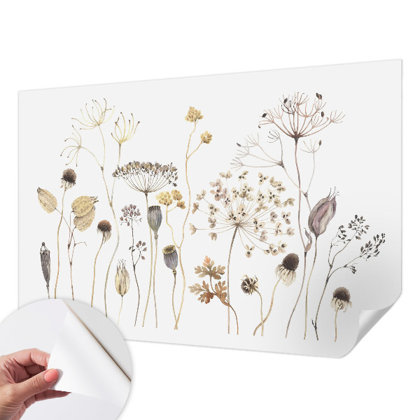 Peel and stick wall mural for kids' room with a wildflowers design