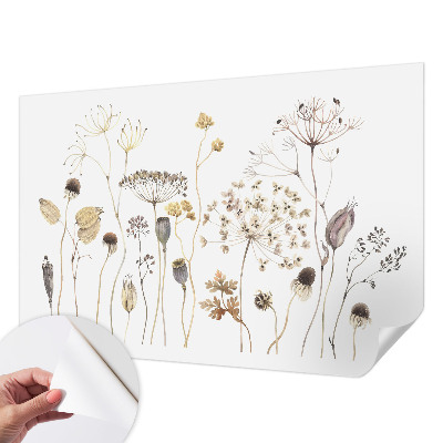 Peel and stick wall mural for kids' room with a wildflowers design