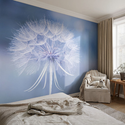 3D wall mural with a blue delicate pattern