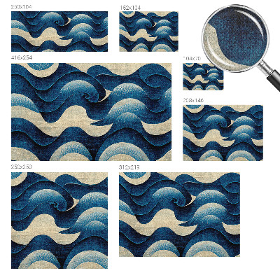 Nursery wall mural with a blue waves design