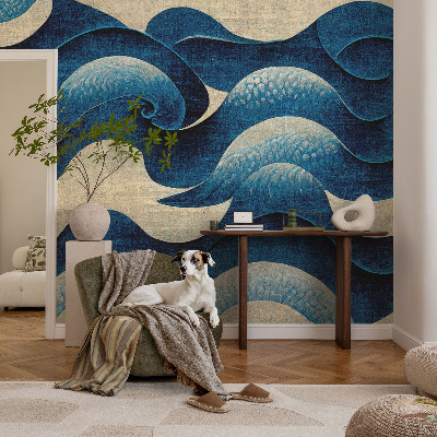 Nursery wall mural Blue waves
