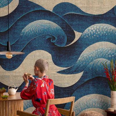 Nursery wall mural Blue waves