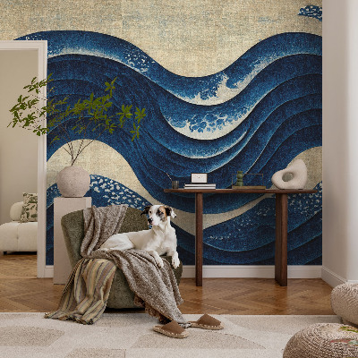 Children's wall mural featuring oceanic forms