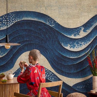 Children's wall mural featuring oceanic forms
