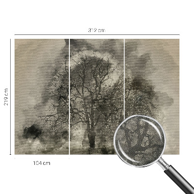 Baby room wall mural with a mysterious trees motif