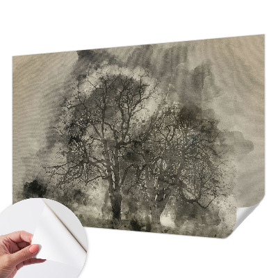 Baby room wall mural with a mysterious trees motif