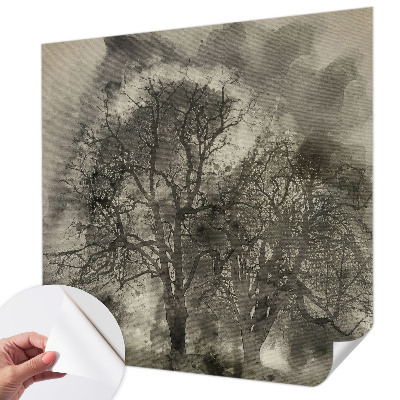 Baby room wall mural with a mysterious trees motif