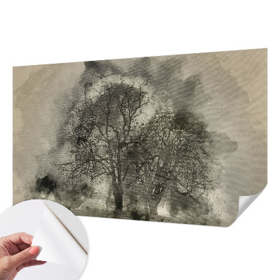 Baby room wall mural with a mysterious trees motif