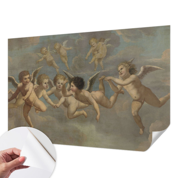 Peel and stick wall mural featuring angelic figures
