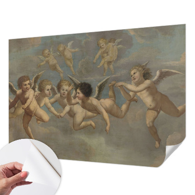 Peel and stick wall mural featuring angelic figures